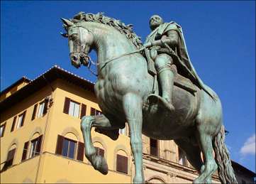 Cosimo I de Medici Equestrian statue in in the Piazza della Signoria